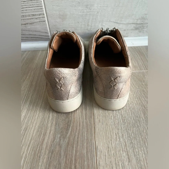Frye Womens Lena Zip Moonlight Leather Low Sneaker Pink Silver - Size 7 - Picture 7 of 10
